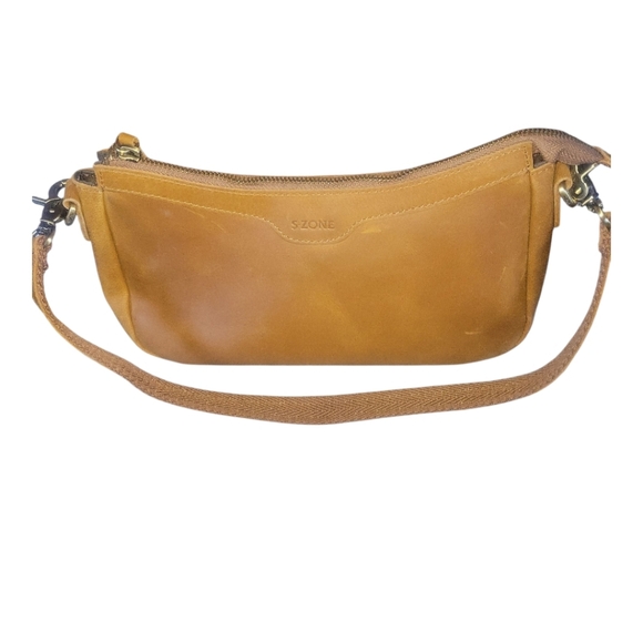 S-Zone Women's Tan Top Grain Cowhide Leather Hobo Shoulder Bag - Picture 1 of 9
